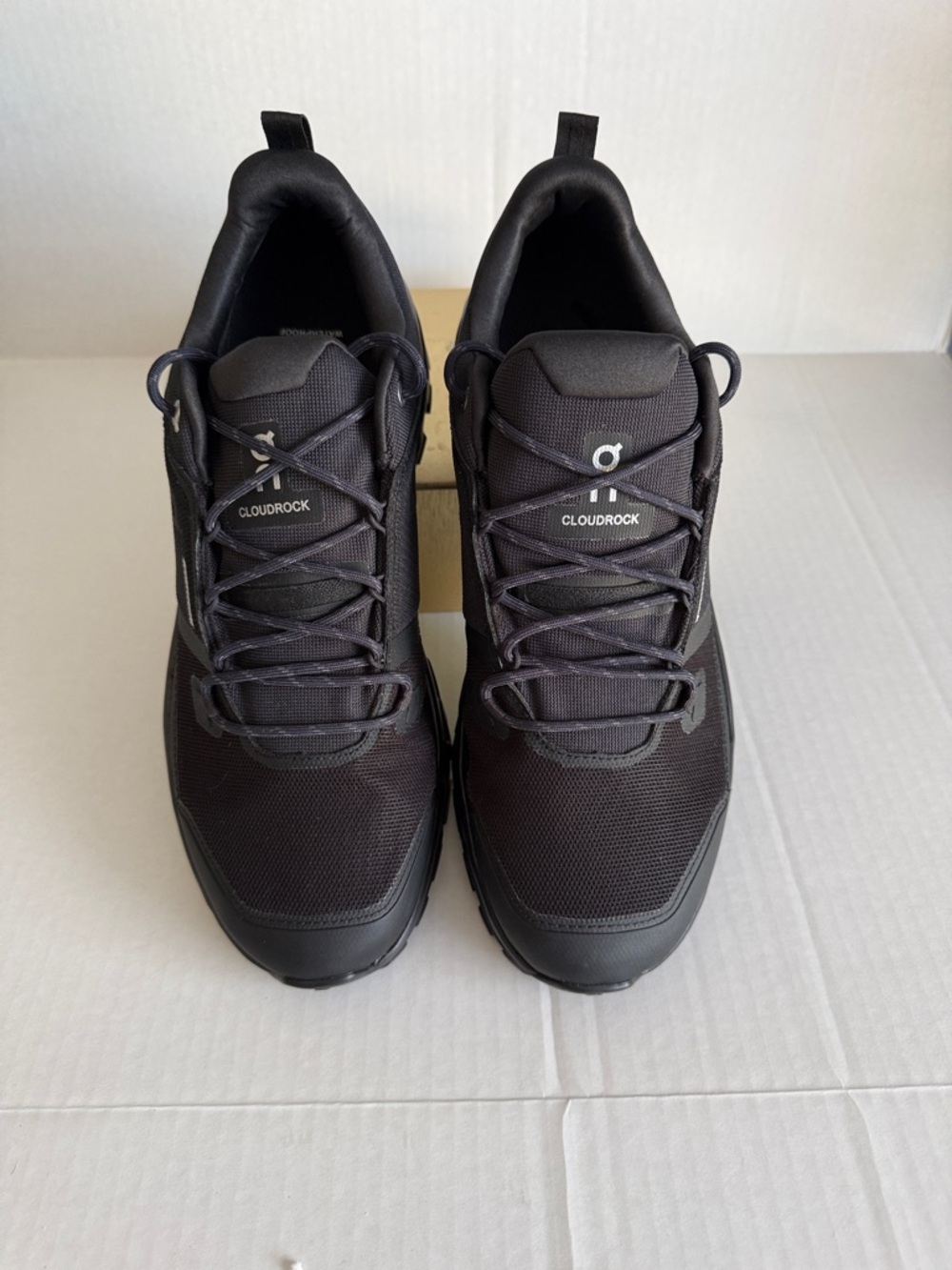 On Running Cloudrock Men’s Trail Sneakers — Black Waterproof Sz12